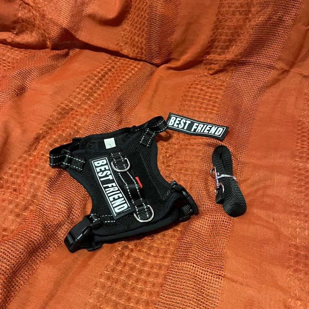 Black Dog or Cat Harness with removable Best Friend Patches